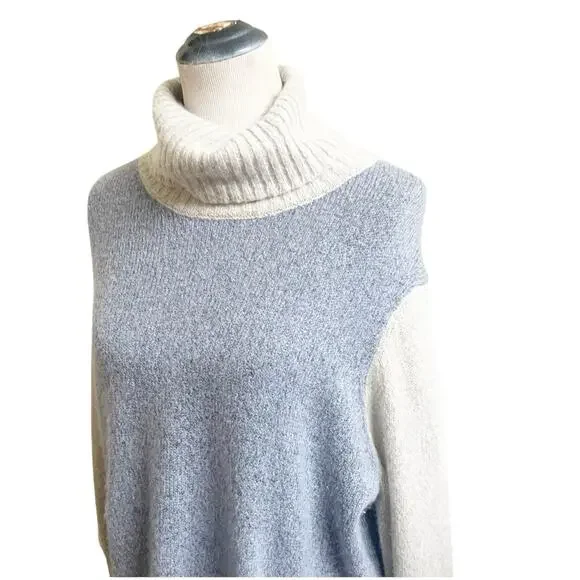 C by Bloomingdale’s Women Cashmere Pullover Sweater Sz L Turtleneck Colorblock - Picture 4 of 9